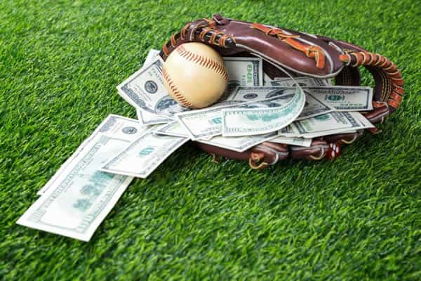 baseball glove with money