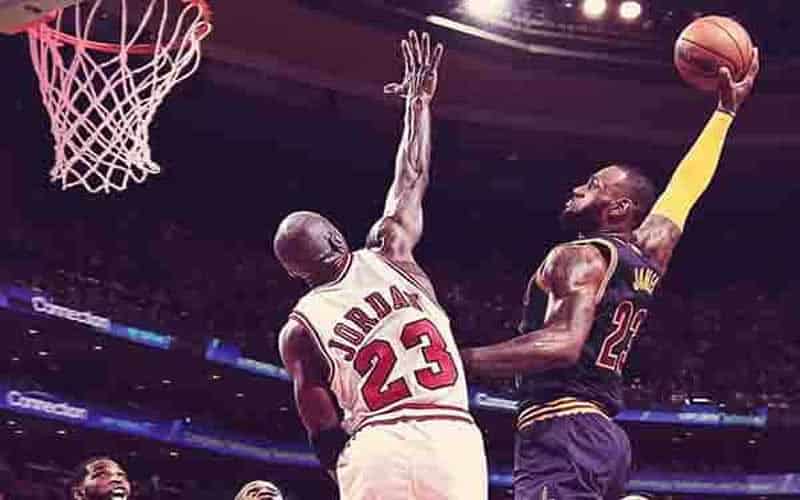 lebron dunking on jordan