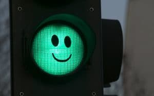 Green light smiley face