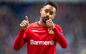 karim bellarabi of bayer leverkusen gives the thumbs up as bundesliga play resumes