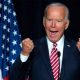 Joe Biden excited with fists clenched