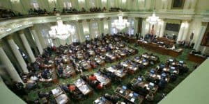 overhead view of the California legislature
