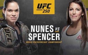 Nunes next to Spencer with a UFC 250 logo