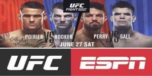 UFC Vegas 4 advertisement featuring Poirier Hooker Perry and Gall
