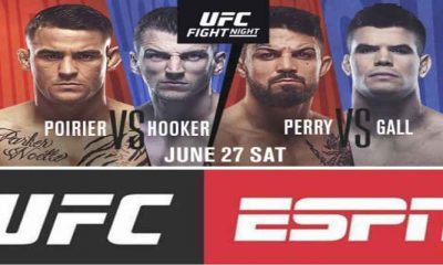 UFC Vegas 4 advertisement featuring Poirier Hooker Perry and Gall
