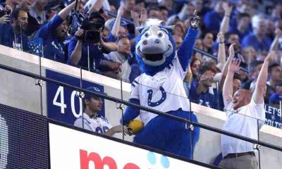 Colts Mascot With Arms Raised