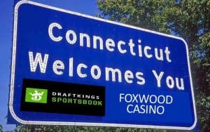 Connecticut Welcome Sign With DraftKings Sign