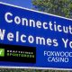 Connecticut Welcome Sign With DraftKings Sign
