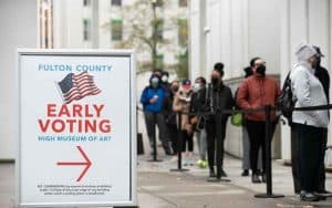 Voters standing in a line in GA