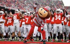 Ohio State Buckeyes Football Team with Mascot