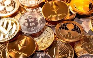 pile of crypto coins