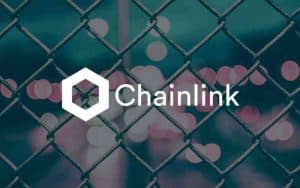 chainlink logo on chainlink fence