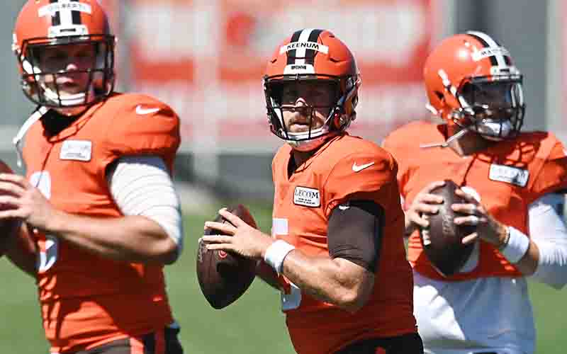 NFL betting odds for Browns Raiders COVID Mayfield Keenum Mullens