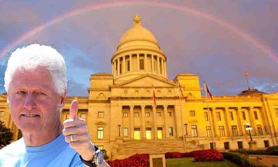image for legal mobile sports betting apps in Arkansas with Bill Clinton giving a thumbs up