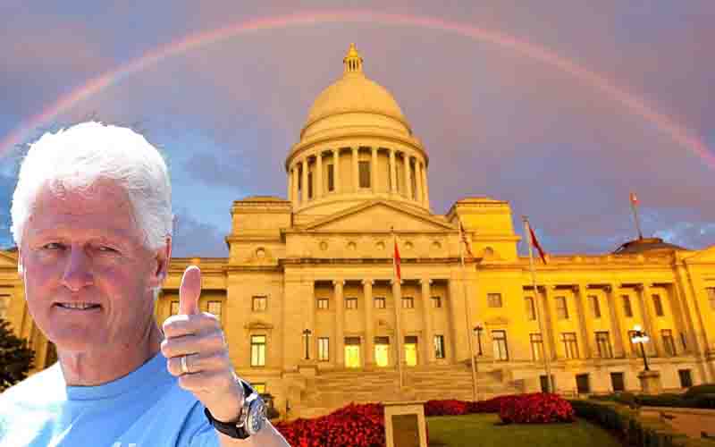 image for legal mobile sports betting apps in Arkansas with Bill Clinton giving a thumbs up