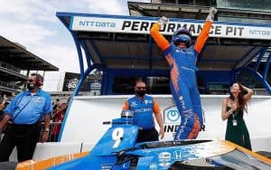 image of Scott Dixon winning the pole position for the 2022 Indy 500