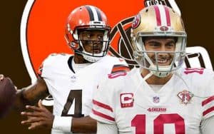 image of Deshaun Watson and Jimmy Garoppolo Browns 49ers