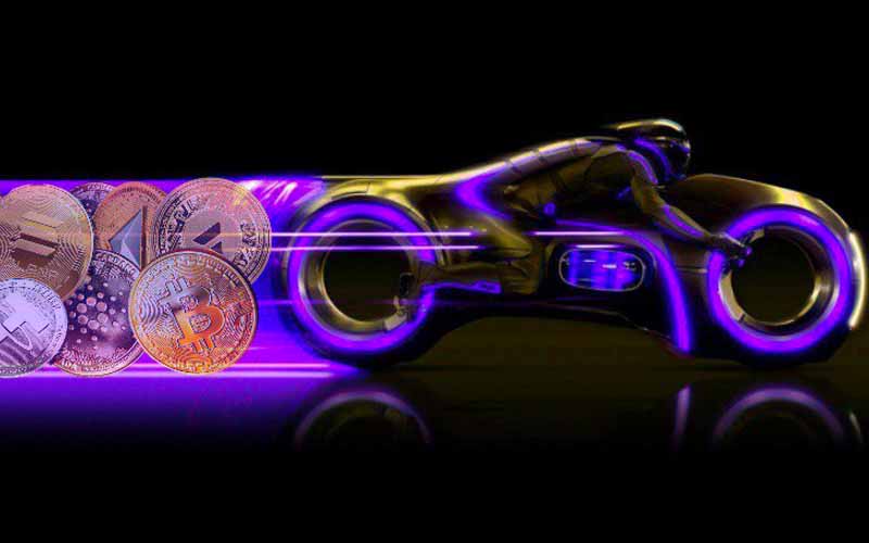 TRON coin and motorcycle
