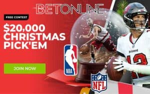 BetOnline promo for Christmas pick'em contest with Tom Brady