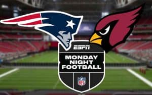 logos for the Arizona Cardinals New England Patriots and Monday Night Football