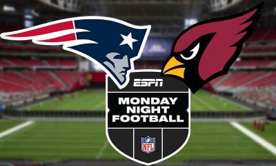 logos for the Arizona Cardinals New England Patriots and Monday Night Football