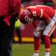 Kansas City Chiefs QB Patrick Mahomes after injuring his ankle against the Bills