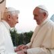 Pope Francis I shaking hands with Pope Benedict XVI