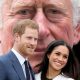 Prince Harry and Meghan with King Charles looming large behind