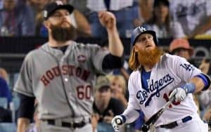 Houston pitcher giving up a home run to the Dodgers