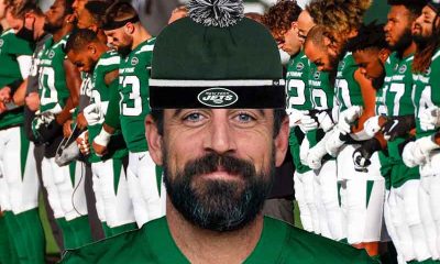 Aaron Rodgers in a Jets uniform