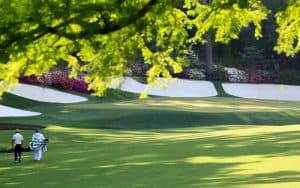 two golfers walking at the Masters