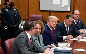 Donald Trump being arraigned in New York
