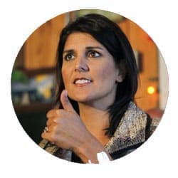 Nikki Haley giving a thumbs up