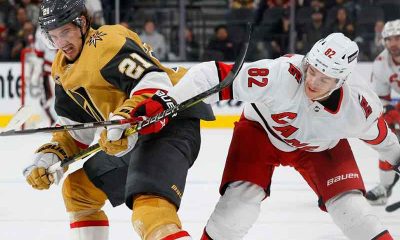 Vegas Golden Knights and Carolina Hurricanes players competing