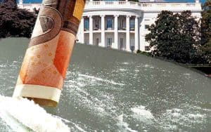 a line of cocaine being snorted off of a mirror in front of the White House