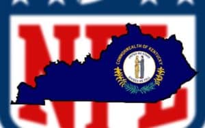 A map of KY placed over a massive NFL logo