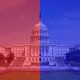The US Congress divided between red and blue halves