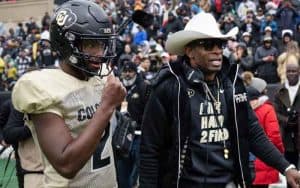 Deion and Shedeur Sanders walking together