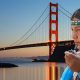 a Native American overlooking the Golden Gate Bridge