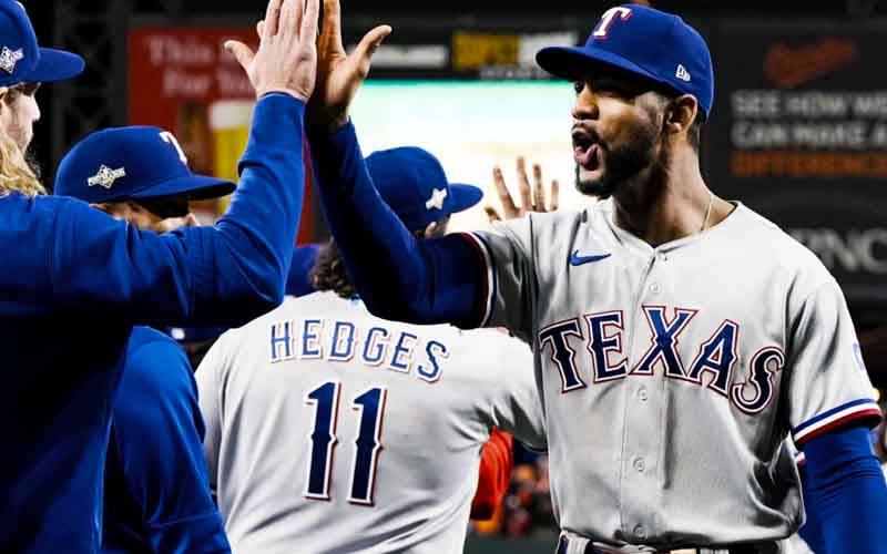 The Texas Rangers celebrating