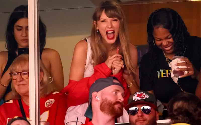 Taylor Swift in the skybox at a Kansas City Chiefs game