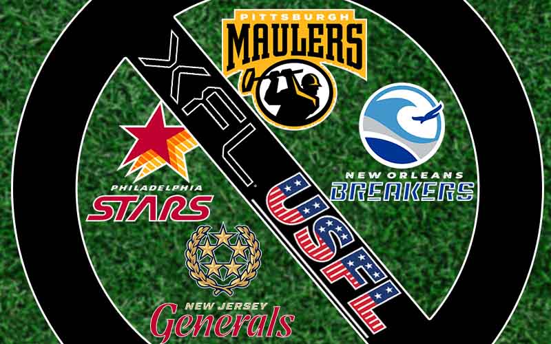 logos of of the four terminated USFL franchises being canceled