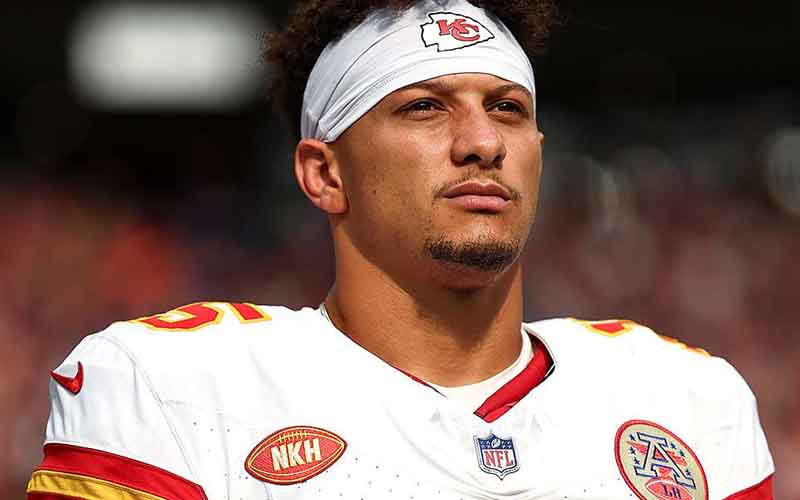 Patrick Mahomes looking off into the distance