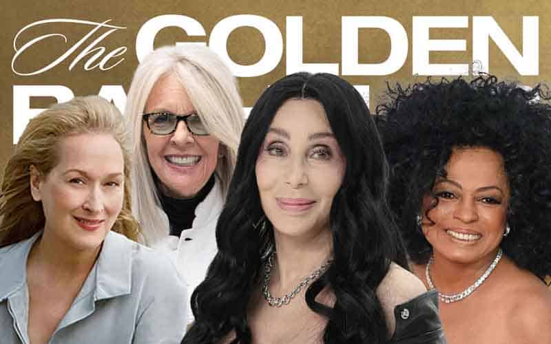 A promo for The Golden Bachelorette featuring Cher, Meryl Streep, Diana Ross, and Diane Keaton