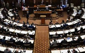 the Georgia state legislature debating a sports betting bill