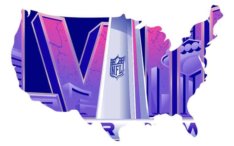 The United States with a Super Bowl LVIII overlaid