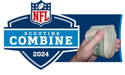 2024 NFL Combine logo with a fist full of cash next to it