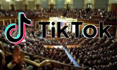 a TikTok logo over the US House of Representatives chamber