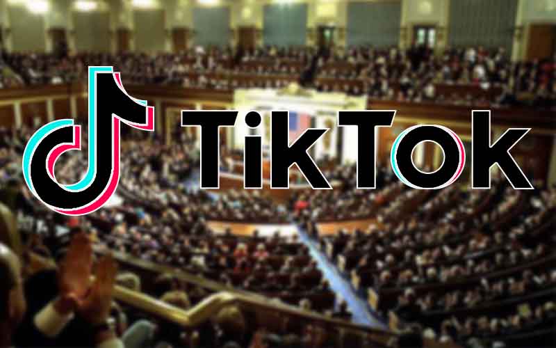 a TikTok logo over the US House of Representatives chamber