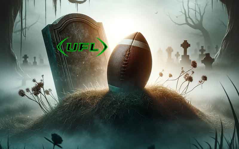 A UFL Football sitting on a grave